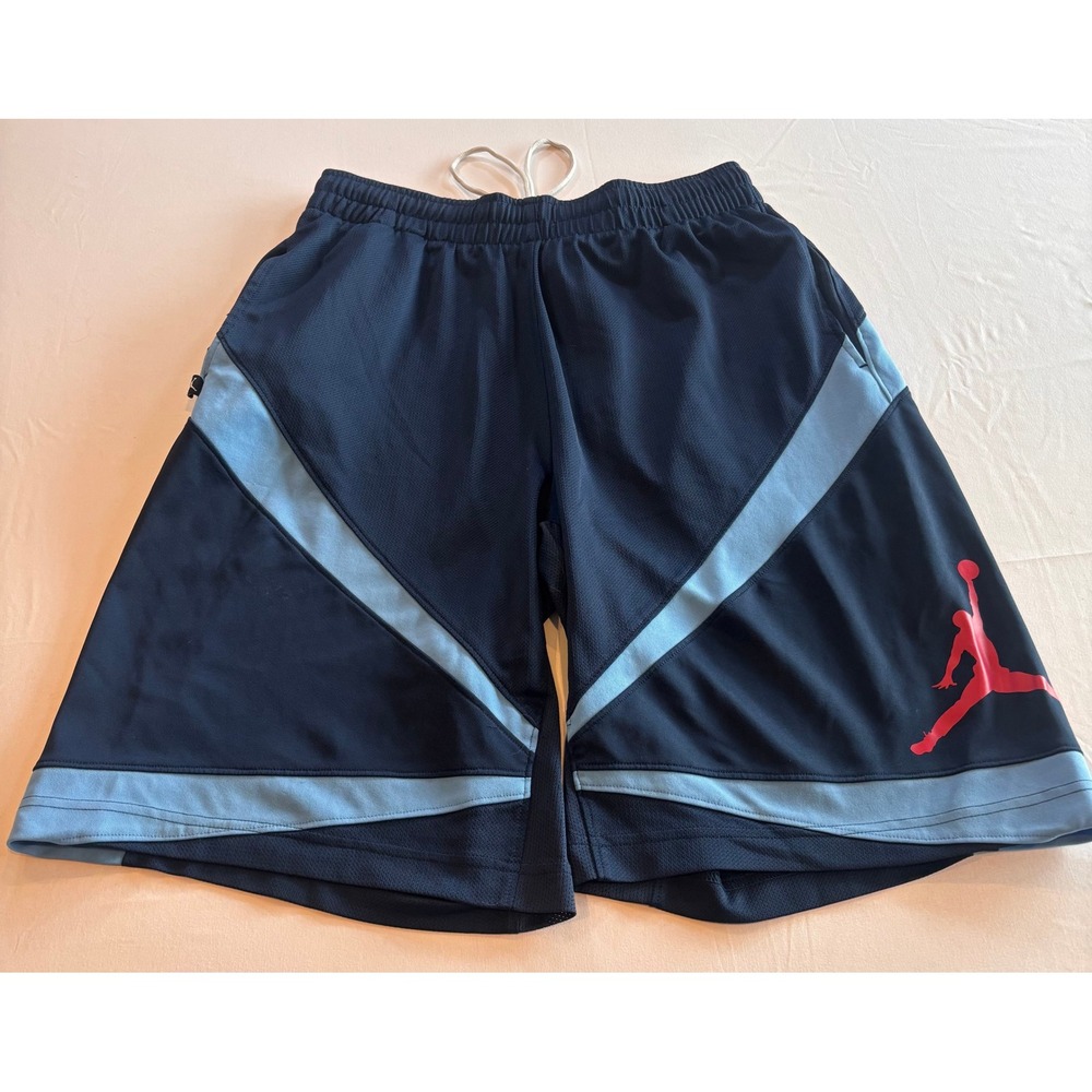 Jordan Dri-FIT Basketball Shorts Navy Blue Light Blue Red Jumpman Mens‎ Small